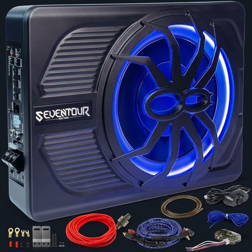 Seventour 10 inch 800W Under Seat Powered Car Subwoofer