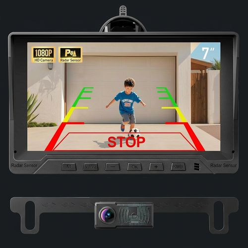 Seventour 1080P Backup Camera with PDC Parking Sensors and 7 inch Monitor